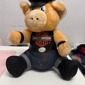Harley-Davidson Orange and Black Plush Pig